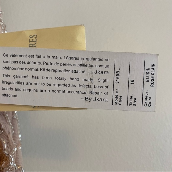 J Kara Blush Pink Beaded Sequin Embellished Sleeveless Mother of the Bride Grown - Picture 6 of 11